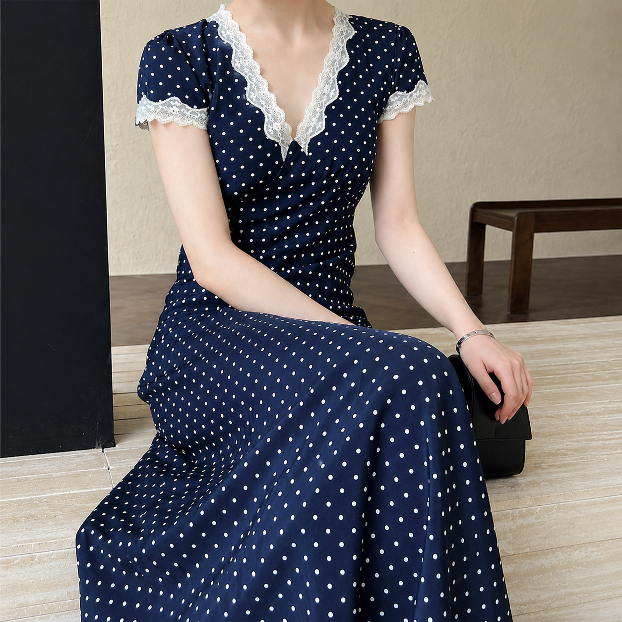 Women's Polka Dot Maxi Dress