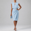 Women's Ruched Keyhole Midi Dress