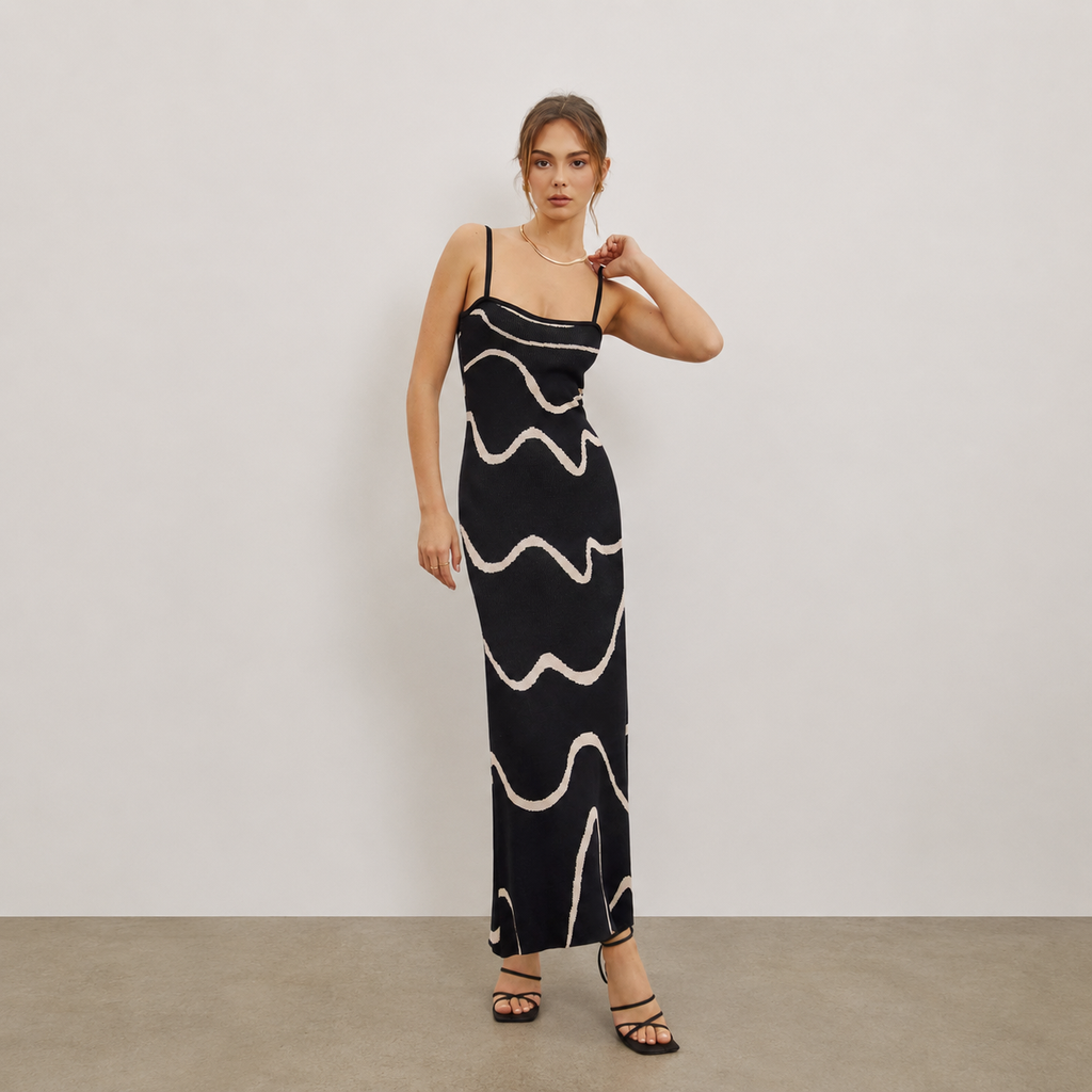 Women's Wave Pattern Maxi Dress